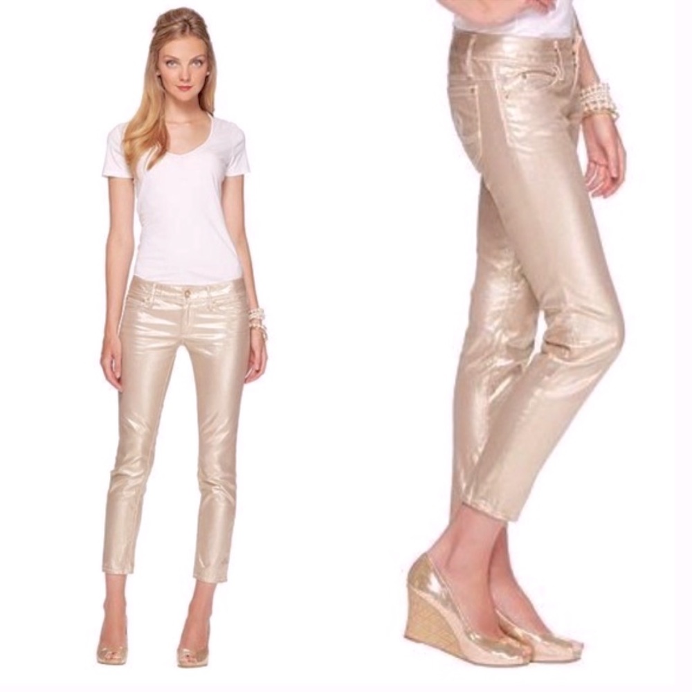 Lilly Pulitzer Worth Skinny Mini Pant In Rose Gold Coated jeans
